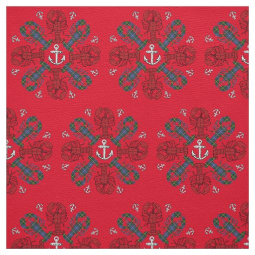 Lobster Snowflake Anchor N.S. Christmas fabric red