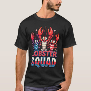 Lobster Squad Funny Patriotic Lobster USA Flag T-Shirt