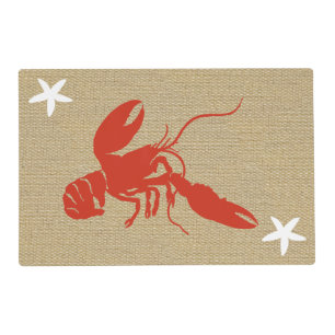 Lobster & Starfish Faux Burlap Nautical/Beach Placemat