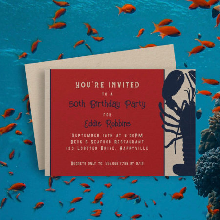 Lobster Summer Birthday Party Invitation