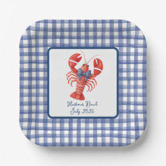 Lobster Summer Nautical Blue Gingham July 4th Paper Plates