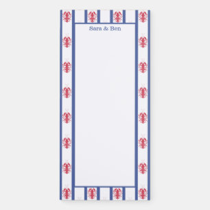 Lobster Theme Red White and Blue Magnetic Notepad