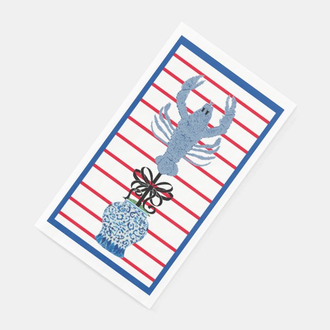 Lobster Topiary Ginger Jars  Paper Guest Towels (Corner)