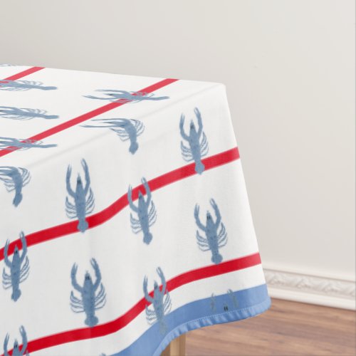 Lobster Topiary Ginger Jars  Stripe Tablecloth