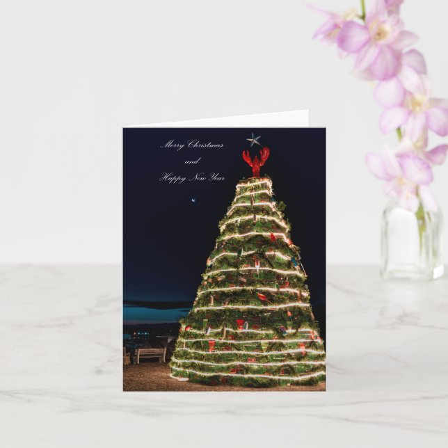 Lobster Trap Christmas Tree 2021 Holiday Greeting  Card (Orchid)