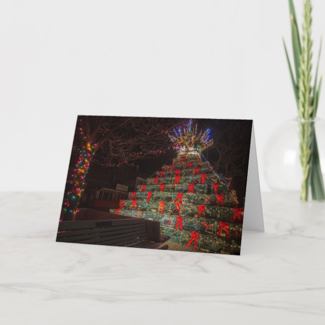 Lobster Trap Christmas Tree 2 Holiday Card (Front)