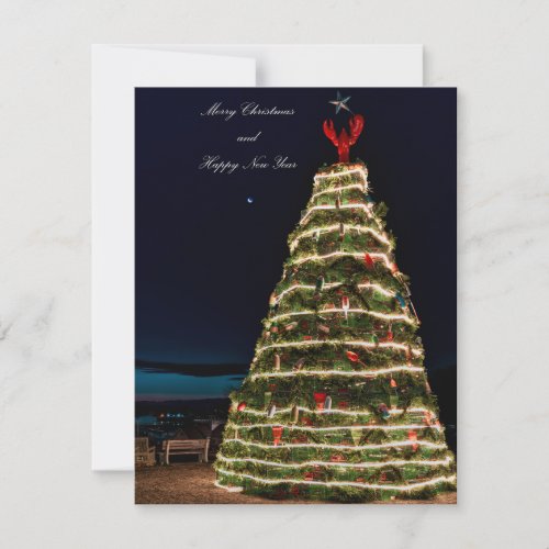 Lobster Trap Christmas Tree Flat Holiday Card