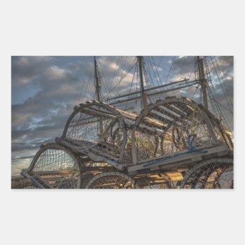 Lobster Traps And Tall Ship Masts Rectangular Sticker by atlanticdreams at Zazzle