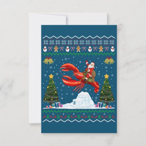Lobster Ugly Xmas Gift Santa Riding Lobster Christ Thank You Card
