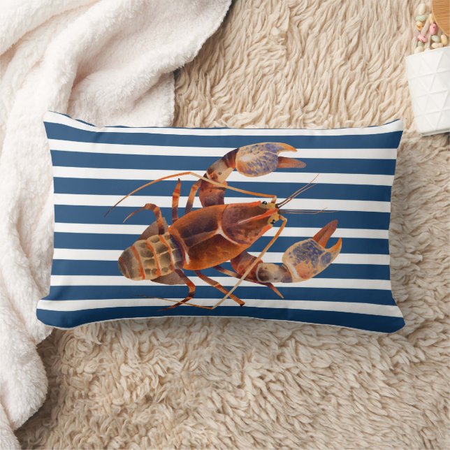  Lobster Watercolor Nautical Crustaceancore Lumbar Pillow (Blanket)