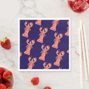Lobster Watercolor Pattern Wedding Napkins