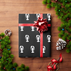 lobster white black background seaside ocean wrapping paper