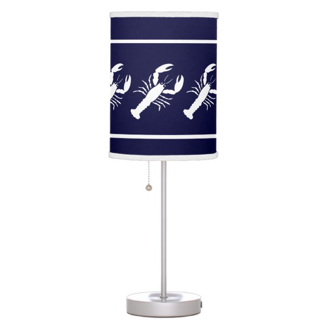 LOBSTER  White on blue Table Lamp (Right)