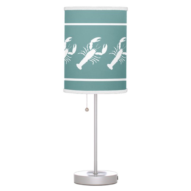 LOBSTER  White on blue Table Lamp (Right)
