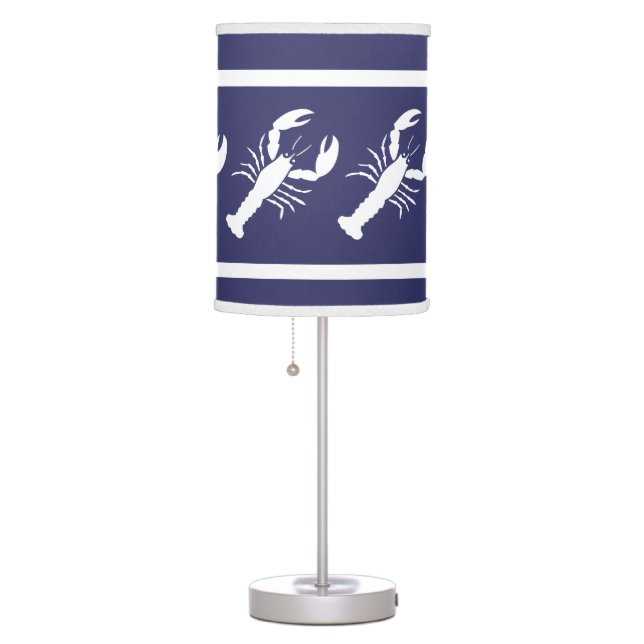 LOBSTER  White on blue Table Lamp (Right)