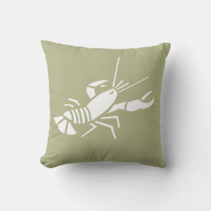 LOBSTER WHITE on khaki green pillow