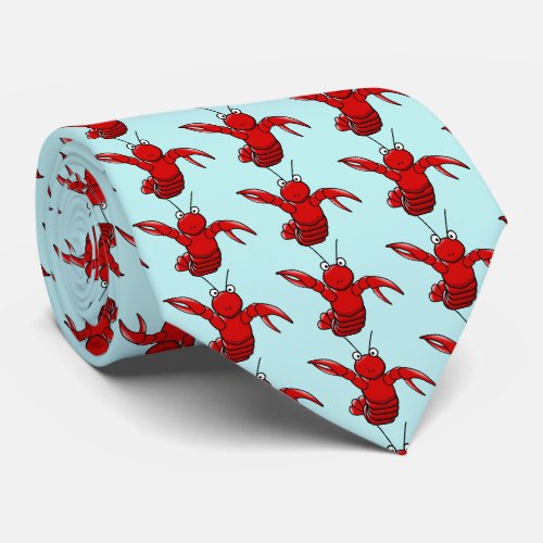 lobster with blue sea background Small pattern Tie