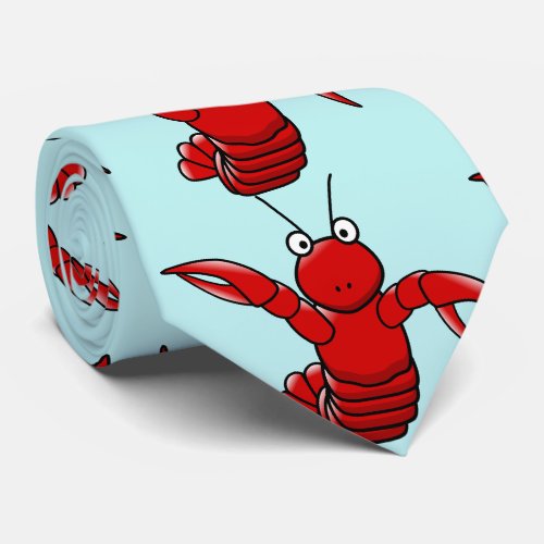 lobster  with blue sea background tie