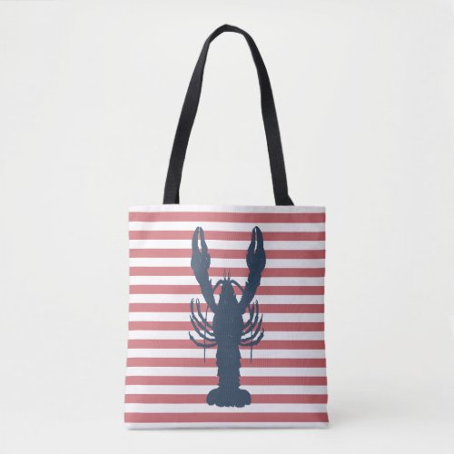 Lobster with Red and White Stripes Tote Bag