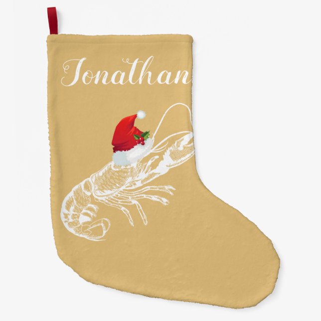 Lobster with Santa Hat Stocking (Front)
