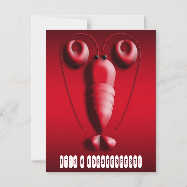 Lobsterfest Cute Red Lobster Heart-Shaped Pincers Invitation (Front)