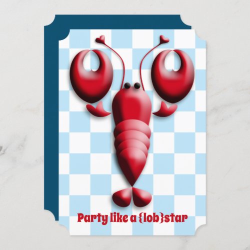 Lobsterfest Lobsterbake Cute Red Lobster Heart Invitation