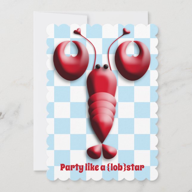 Lobsterfest Lobsterbake Cute Red Lobster Heart Invitation (Front)
