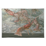 Lobsters in the Ocean, Vintage Art Nouveau Cloth Placemat