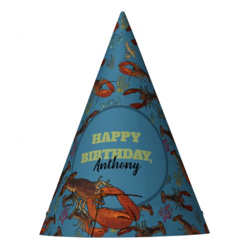 Lobsters in the Sea Personalized Party Hat