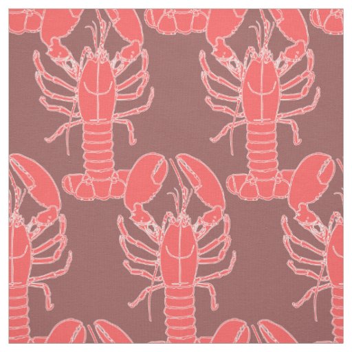 Lobsters on Mauve Patterned Craft Fabric