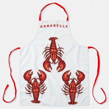 Lobsters Personalize Large Apron by BostonRookie at Zazzle