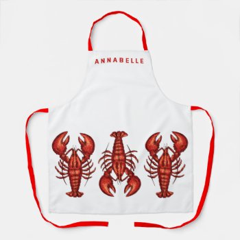 Lobsters Personalize Medium Apron by BostonRookie at Zazzle