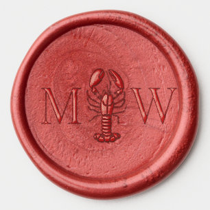 LobsterSea Ocean Couple Wedding 2 Initial Monogram Wax Seal Sticker