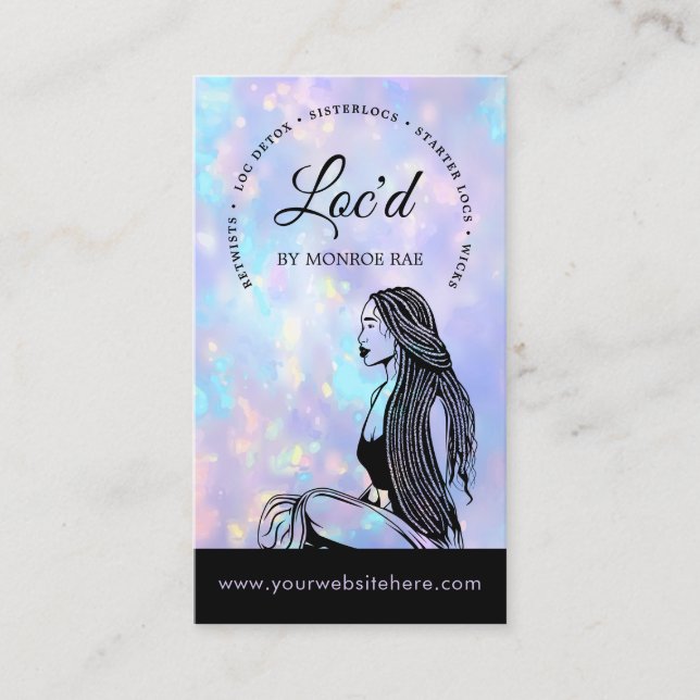 Loc Stylist Beauty Salon Opal Loctitian Hair Salon Business Card (Front)