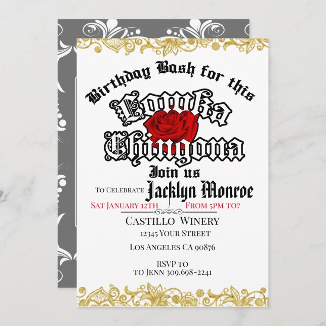 Loca Chingona Chola Birthday party invitation  (Front/Back)