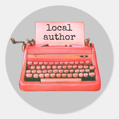 Local Author Retro Typewriter Cute 1960s  Classic Round Sticker