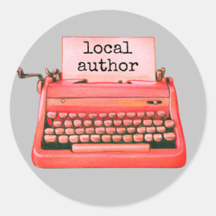 Local Author Retro Typewriter Cute 1960s  Classic Round Sticker