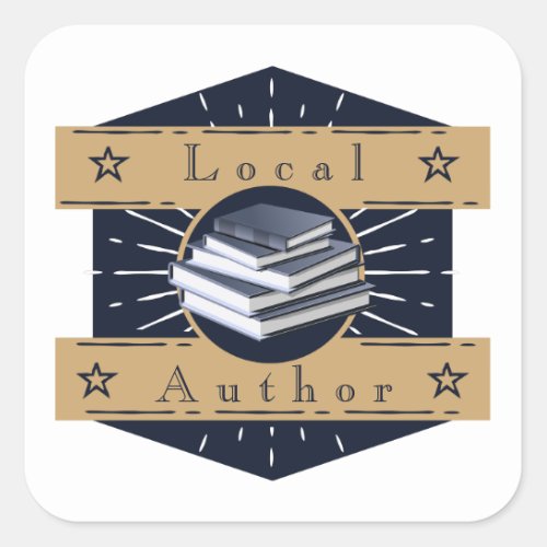 Local Author Stack of Books Square Sticker