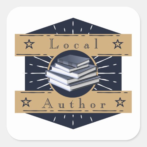 Local Author, Stack of Books Square Sticker