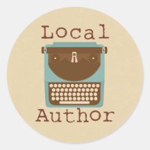 Local Author Typewriter Logo Round Sticker