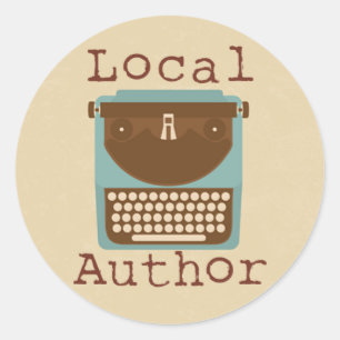 Local Author Typewriter Round Sticker