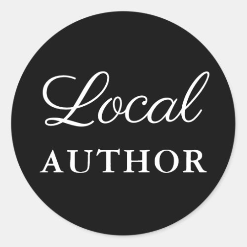 Local Author Writer Book Promo Black Classic Round Sticker