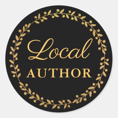 Local Author Writer Book Promo Gold Black Classic Round Sticker