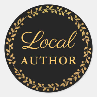 Local Author Writer Book Promo Gold Black Classic Round Sticker