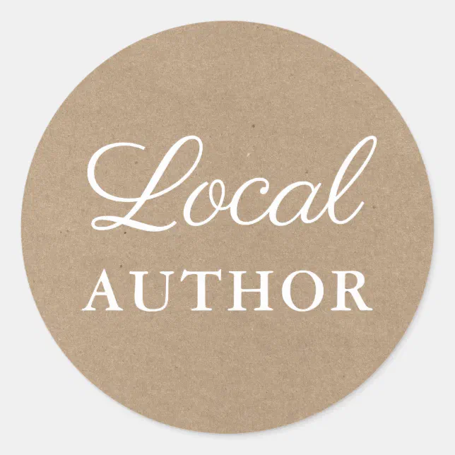 Local Author Writer Book Promo Kraft Classic Round Sticker | Zazzle