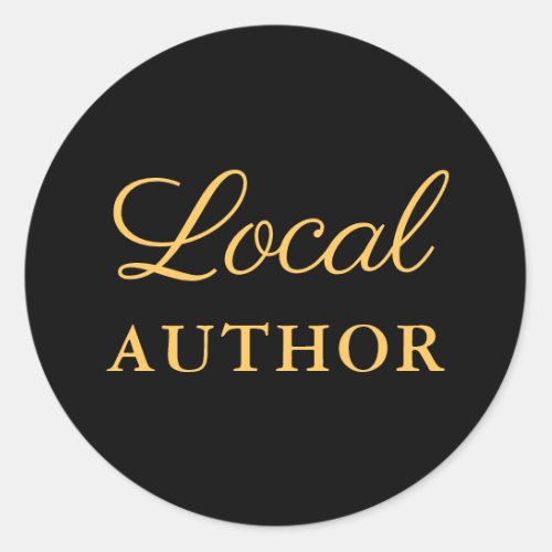 Local Author Writer Gold Black Book Promo Classic Round Sticker