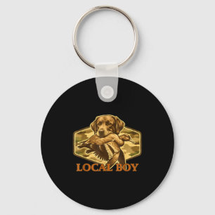 Local boy southern duck hunting black outdoor keychain