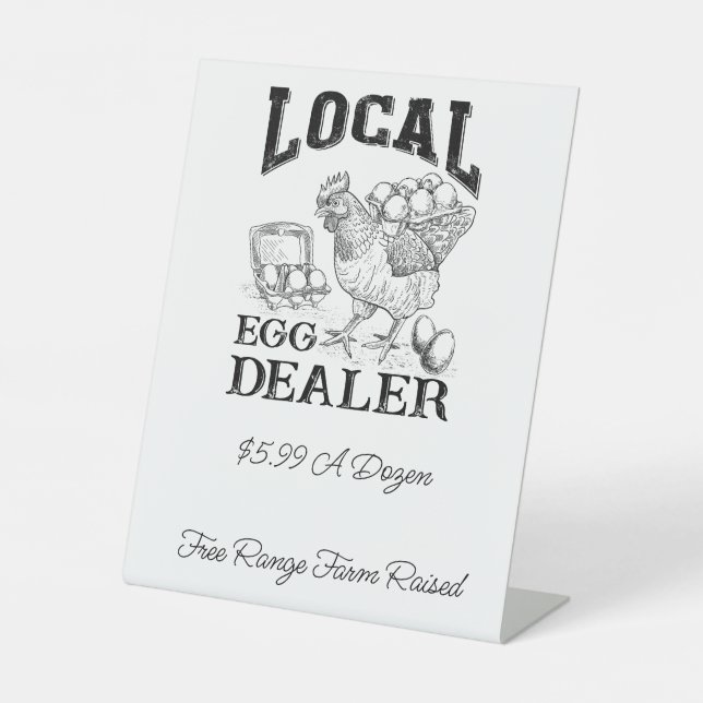 Local Chicken Eggs Dealer Pedestal Sign (Front)