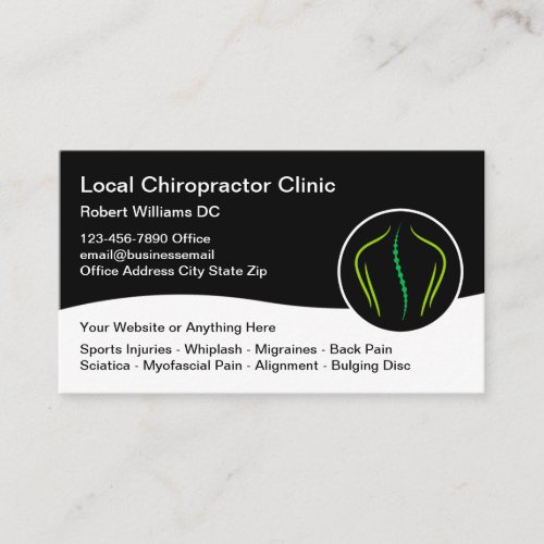 Local Chiropractor  Back Pain Clinic Business Card