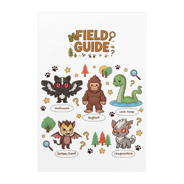 Local Cryptid Field Guide | Funny Monster Hunter Acrylic Print (Front)